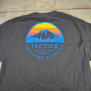 TACTICS T-Shirt Men's Black Medium 100% Cotton Mountain Graphic Crew Neck
